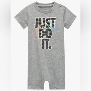 Nike Baby Boy Dri-fit Logo Raglan Romper, Dark Grey Heather/Size: 3 months